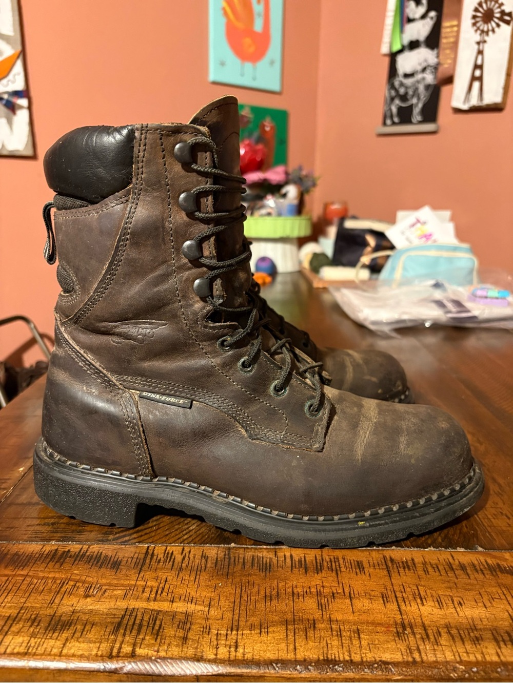Men's redwings Brown Leather Work Boots - Waterproof Safety Boot